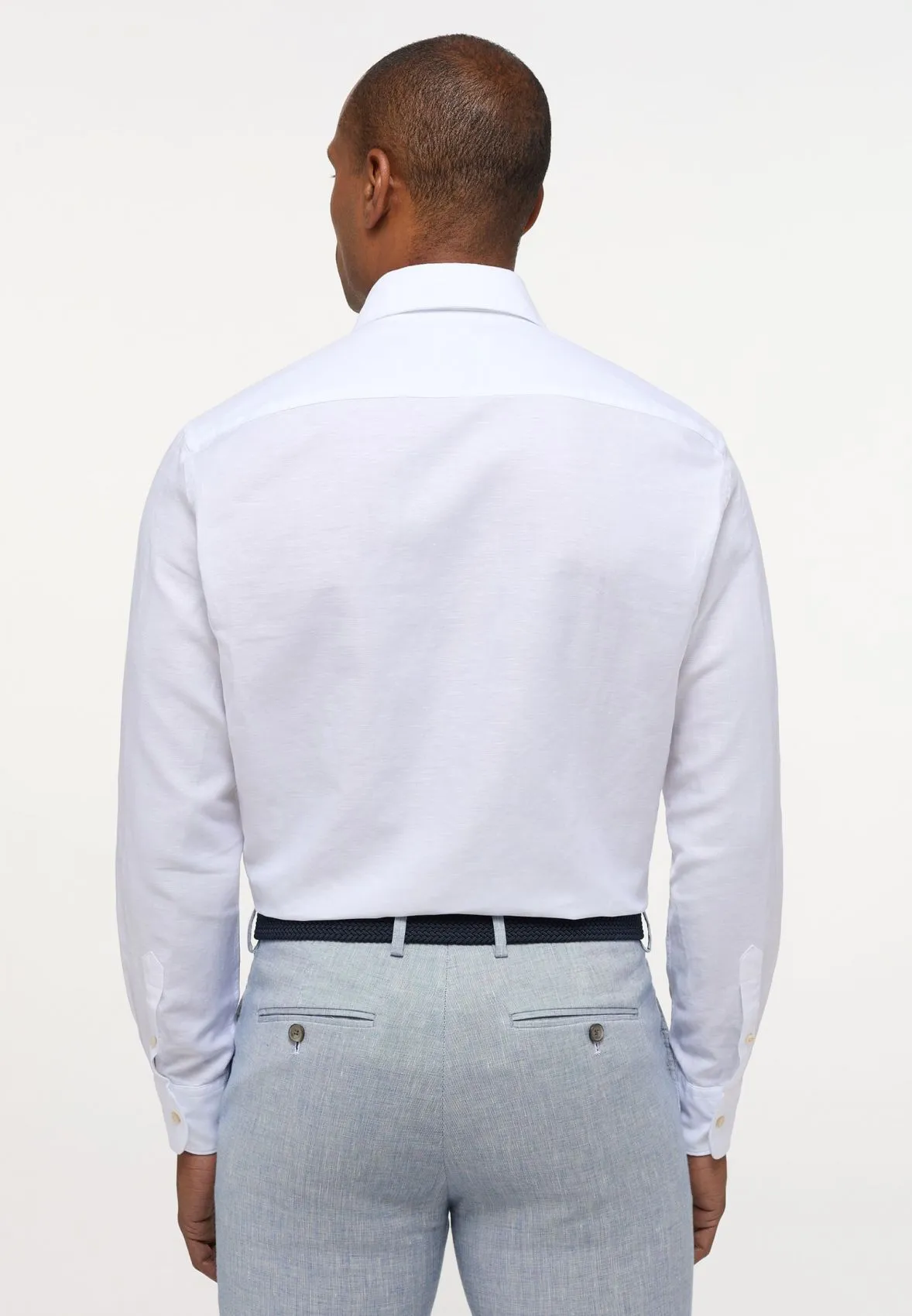 Eterna shirt in white cotton and linen modern fit