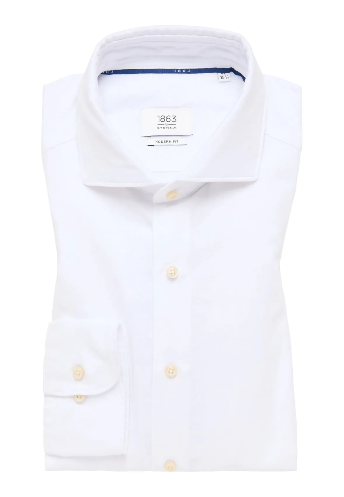 Eterna shirt in white cotton and linen modern fit