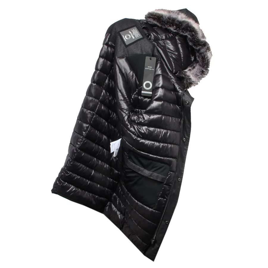 F9080  giaccone uomo UP TO BE SKYLINE dark grey eco fur jacket man