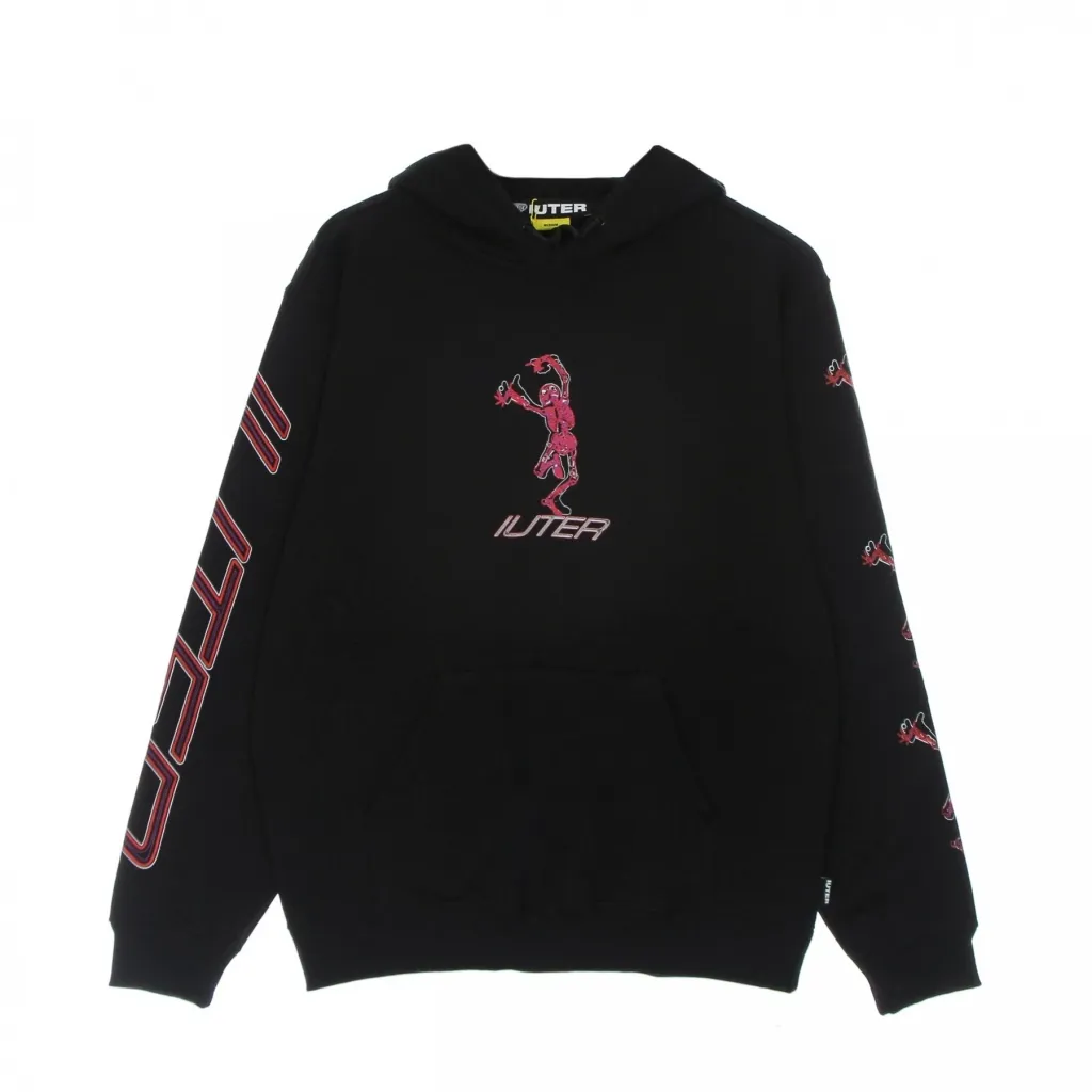 felpa cappuccio uomo skeleton hoodie BLACK