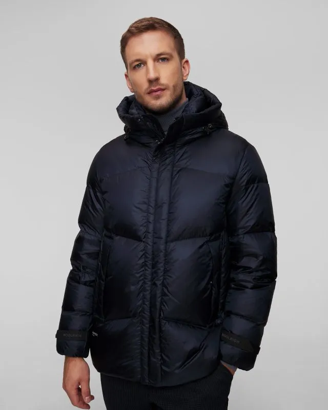 Granatowa kurtka puchowa męska Woolrich Pertex Puffer Jacket CFWOOU0968MRUT3664-melton-blue