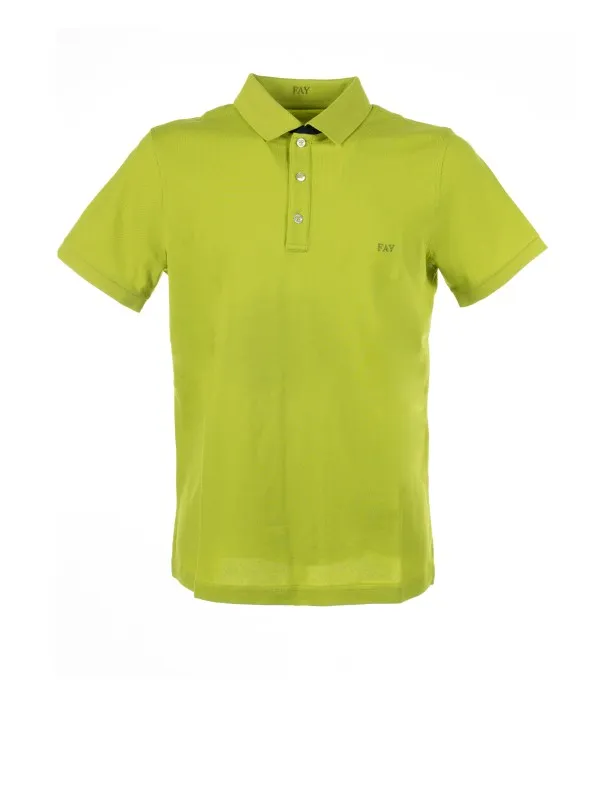 Green short-sleeved polo shirt