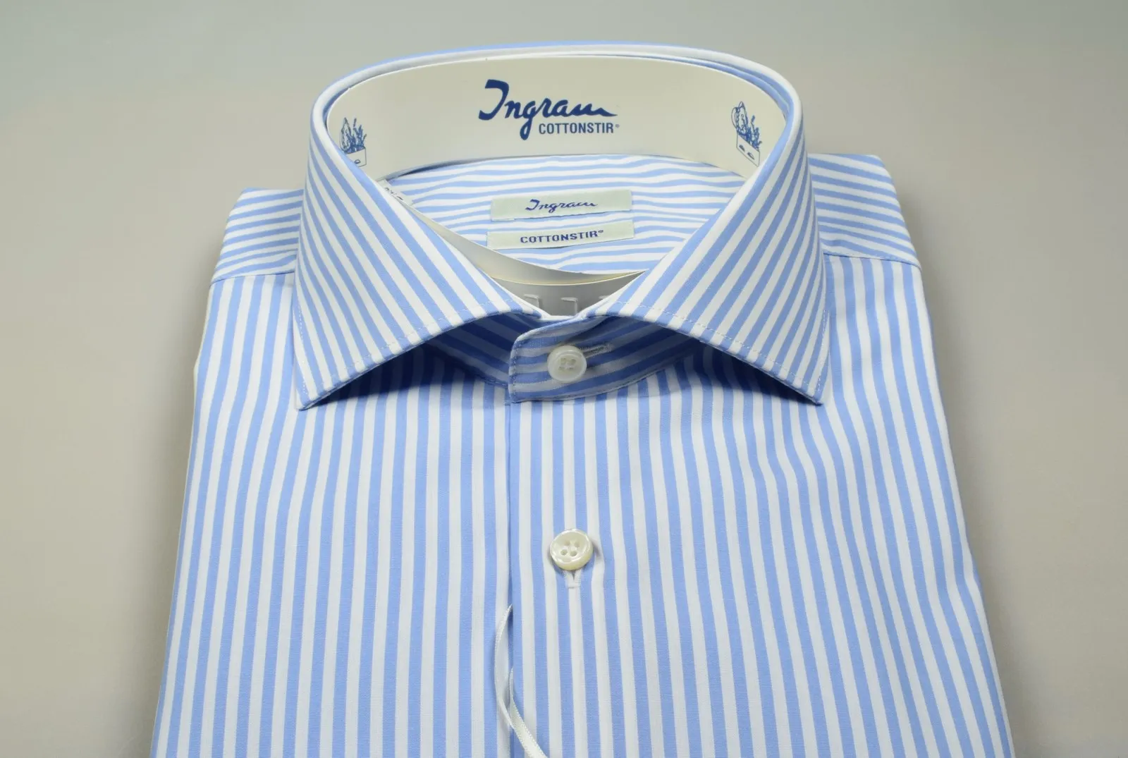 Ingram non-iron striped shirt light blue slim fit