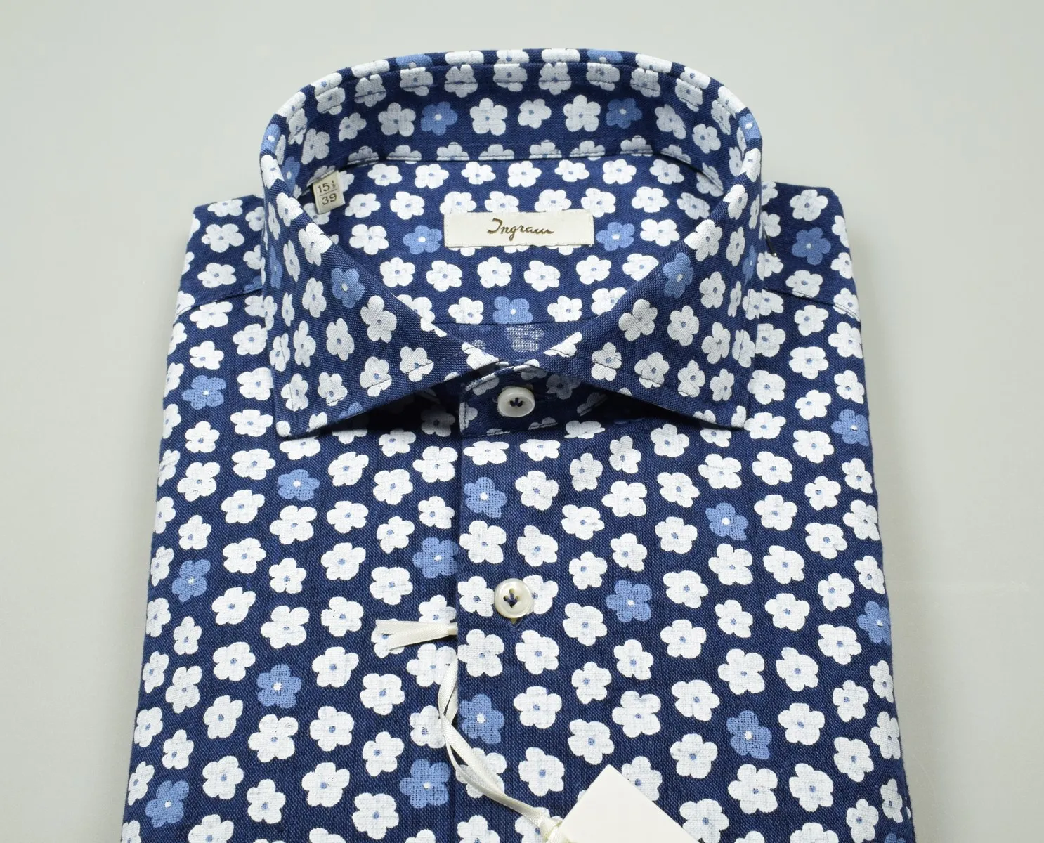 Ingram slim fit cotton shirt and patterned linen printed