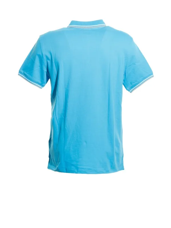 Light blue polo shirt with contrasting logo