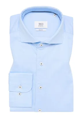 Light blue slim-fit eterna shirt in twisted cotton twill