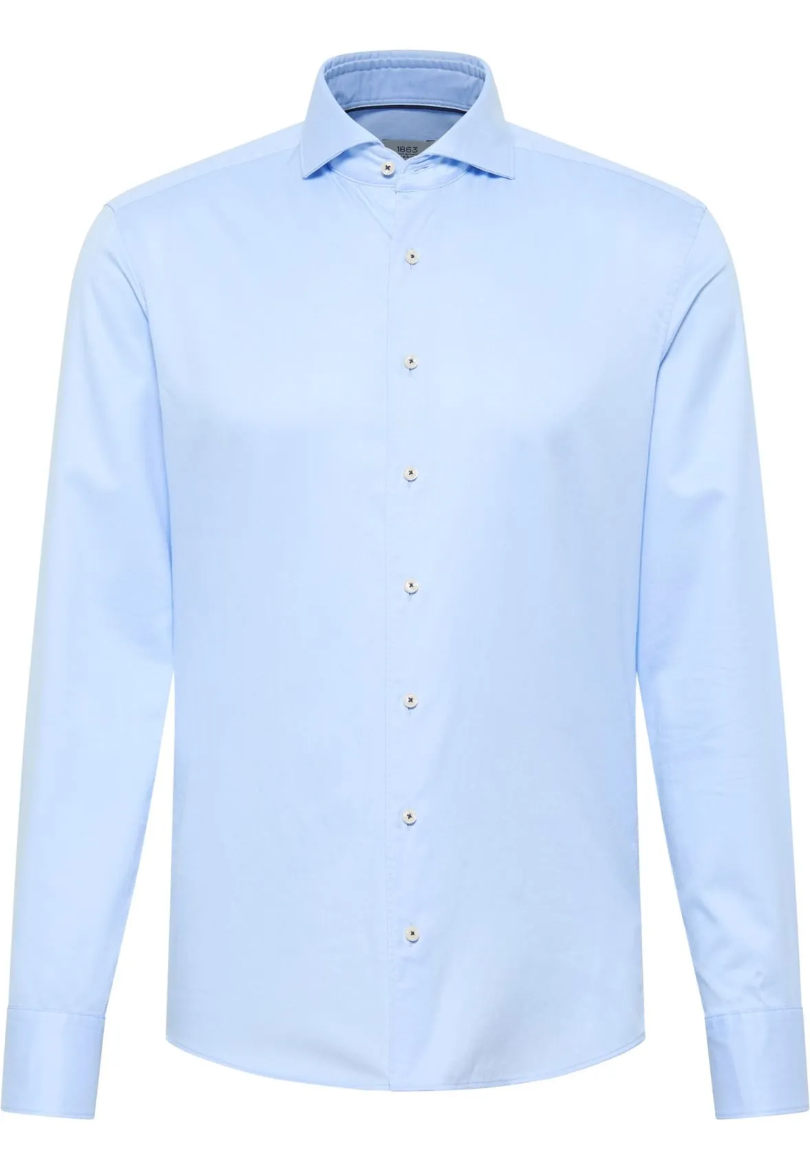 Light blue slim-fit eterna shirt in twisted cotton twill