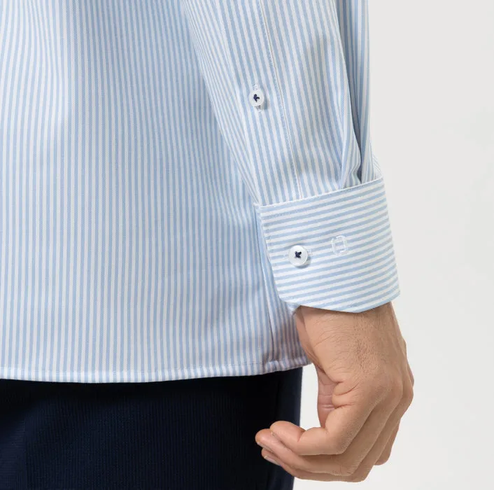 Light blue striped olymp shirt dynamic flex modern fit