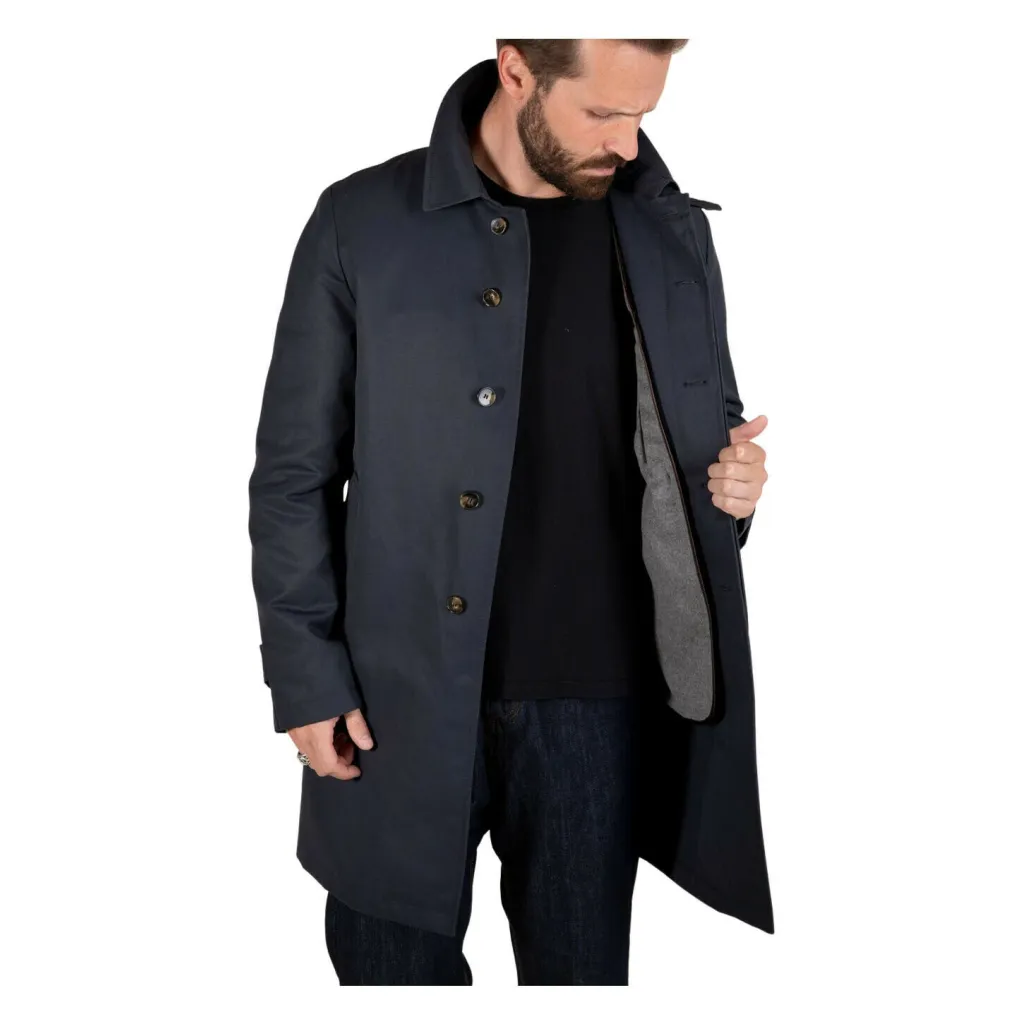 L’IMPERMEABILE giaccone uomo car coat blu cotone impermeabile art MARTIN+I NEW GAB SO MADE IN ITALY