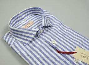 Linen and cotton shirt slim fit with blue stripes