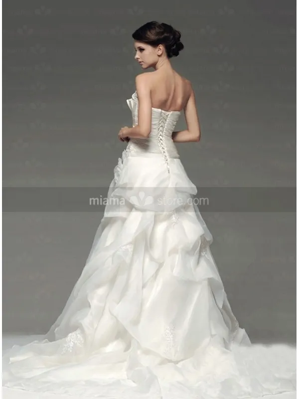 LIZ - A-line Strapless Chapel train Organza Strapless Wedding dress