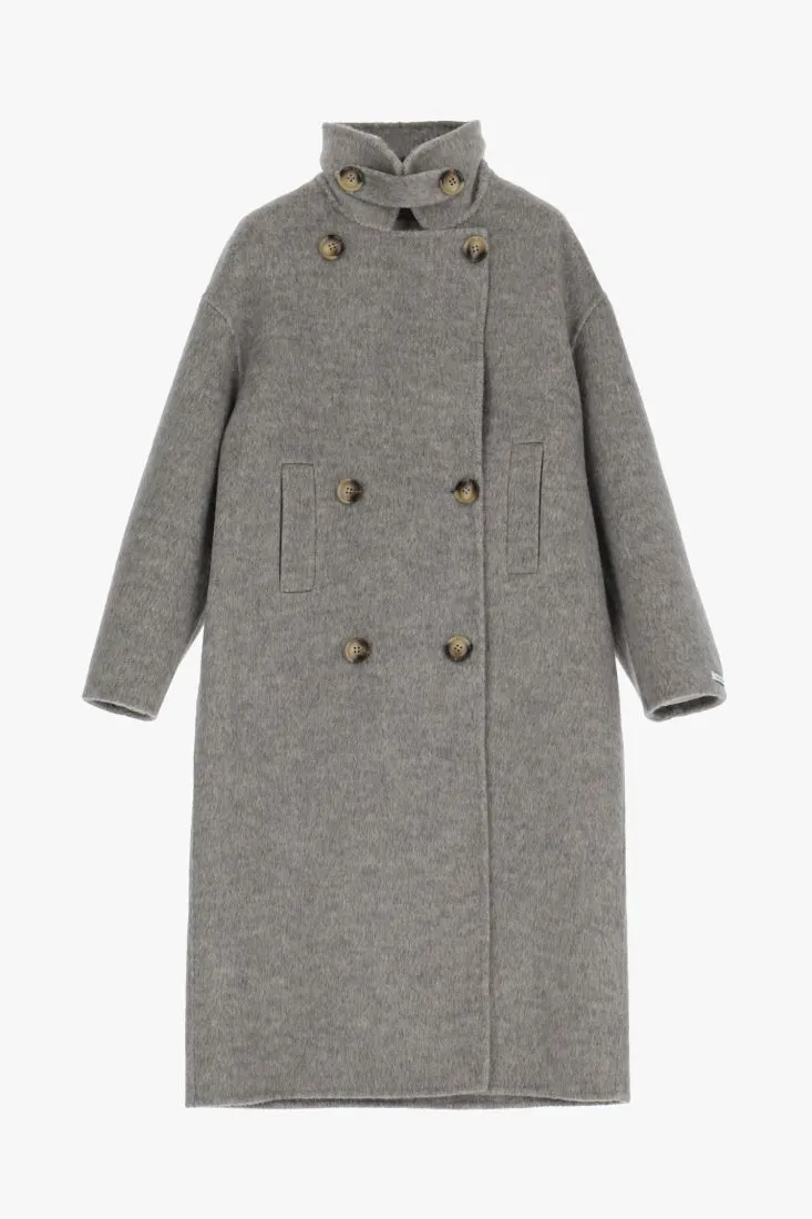  Long coat with double buttons    