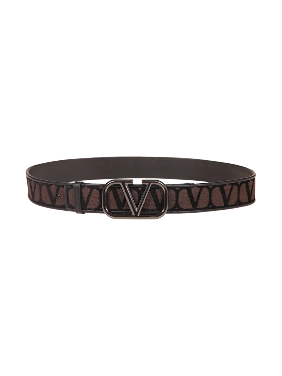 MEN VALENTINO GARAVANI BROWN COTTON BUCKLE BELT