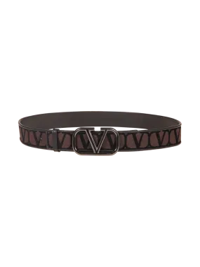 MEN VALENTINO GARAVANI BROWN COTTON BUCKLE BELT