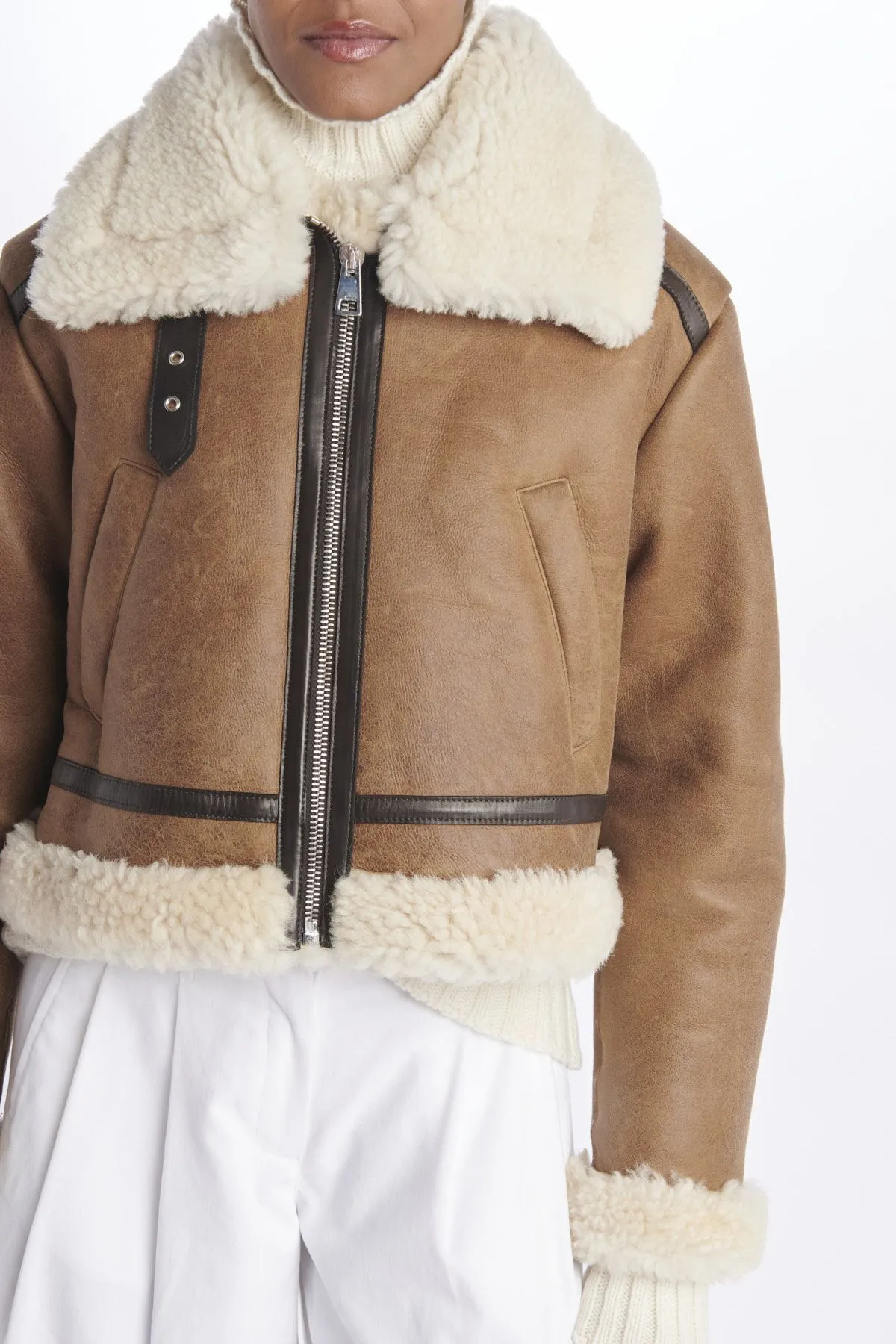 milaura leather Giubbino aviatore shearling invecchiato    