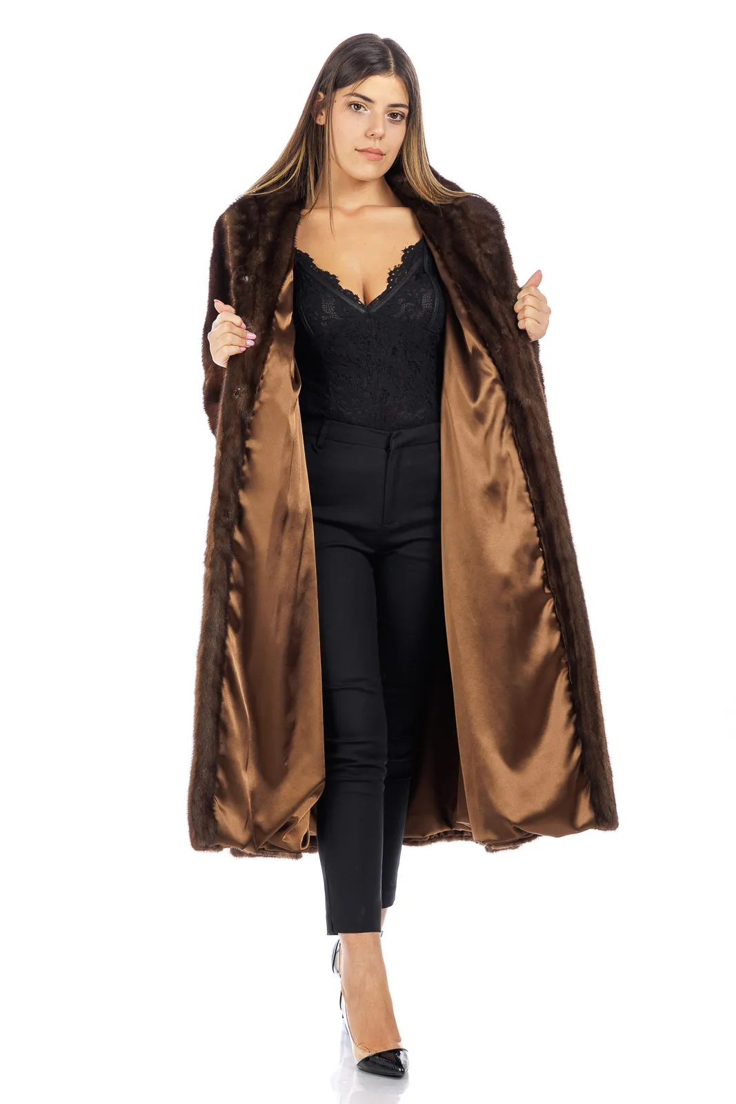 Mink fur demy buff coat