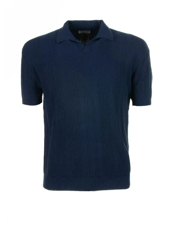 Navy blue short-sleeved polo shirt