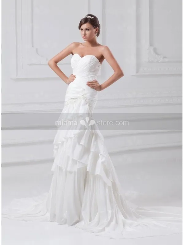 OLGA - A-line Sweetheart Chapel train Taffeta Wedding dress