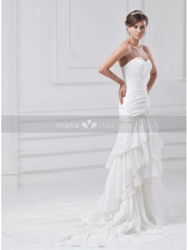 OLGA - A-line Sweetheart Chapel train Taffeta Wedding dress