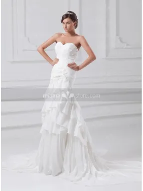 OLGA - A-line Sweetheart Chapel train Taffeta Wedding dress