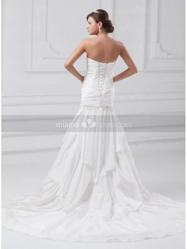 OLGA - A-line Sweetheart Chapel train Taffeta Wedding dress