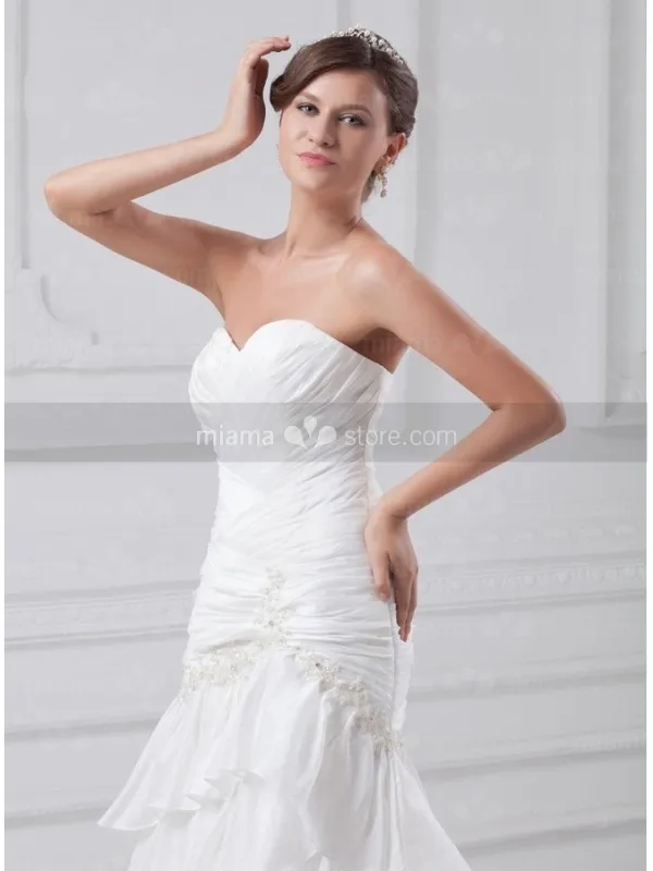 OLGA - A-line Sweetheart Chapel train Taffeta Wedding dress