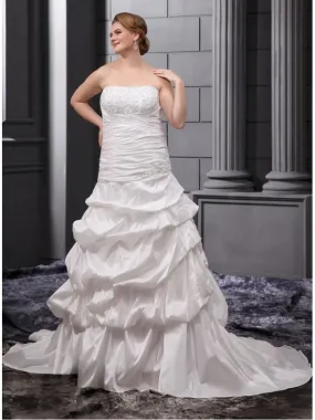 OLINA - A-line Strapless Chapel train Taffeta Wedding dress