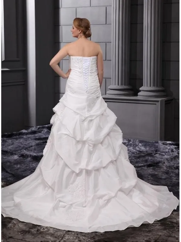 OLINA - A-line Strapless Chapel train Taffeta Wedding dress