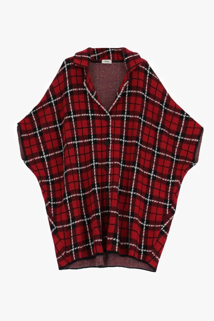  Plaid coat with v-neckline    