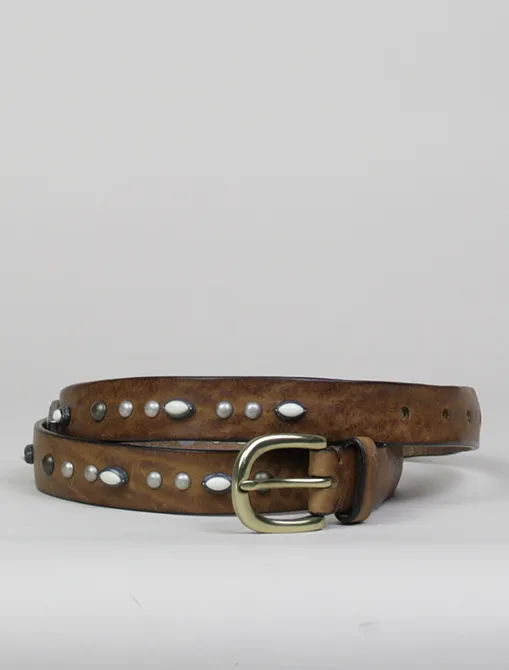 Post & Co 6948 cognac belt with studs