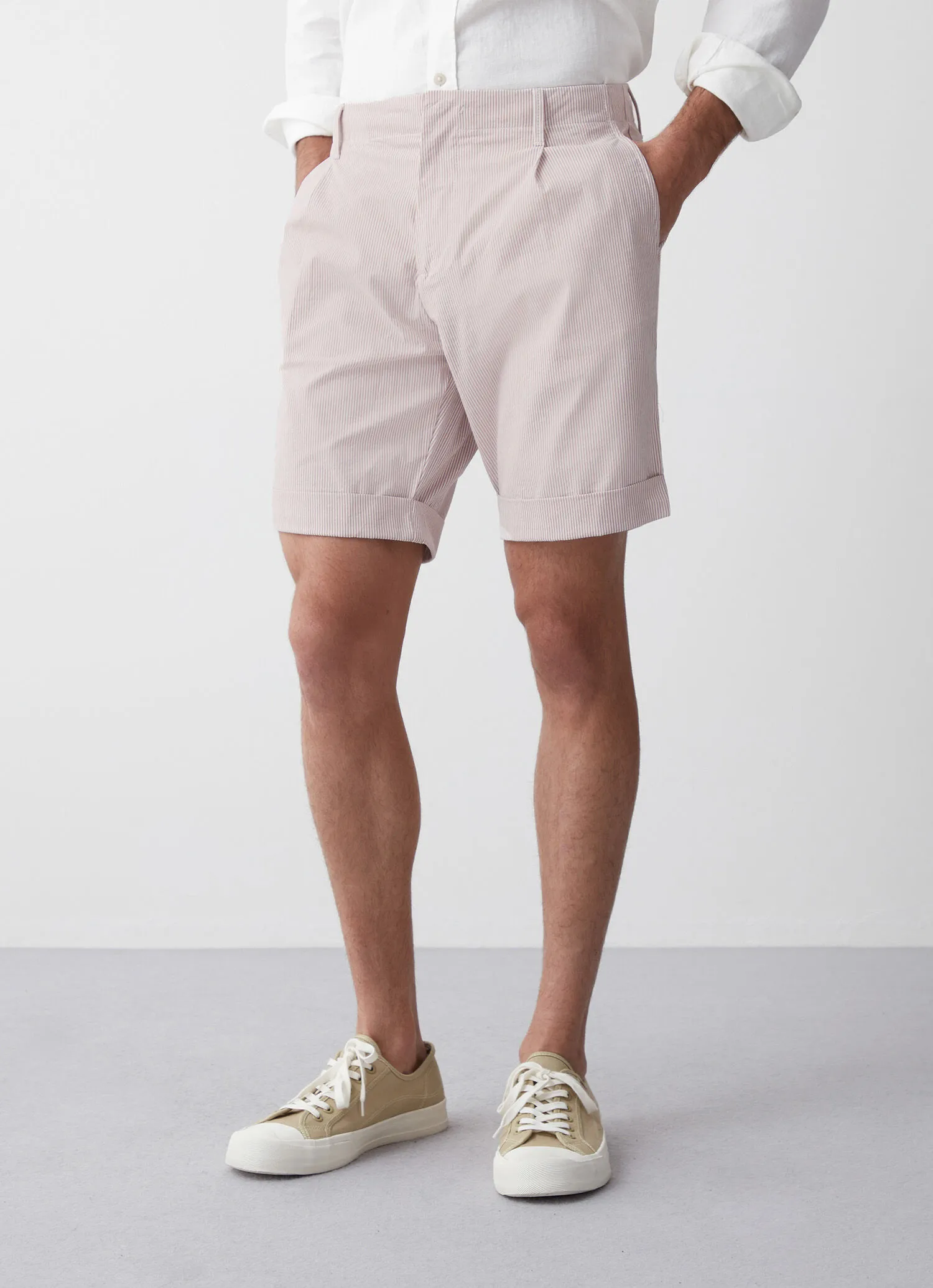 Printed cotton-blend shorts