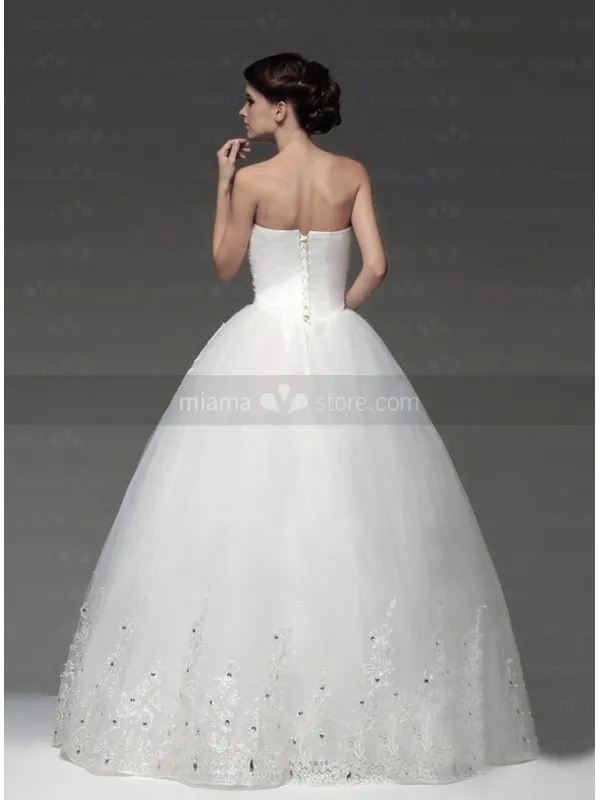 RIVA - A-line Basque waist Floor length Tulle Satin Strapless Wedding dress