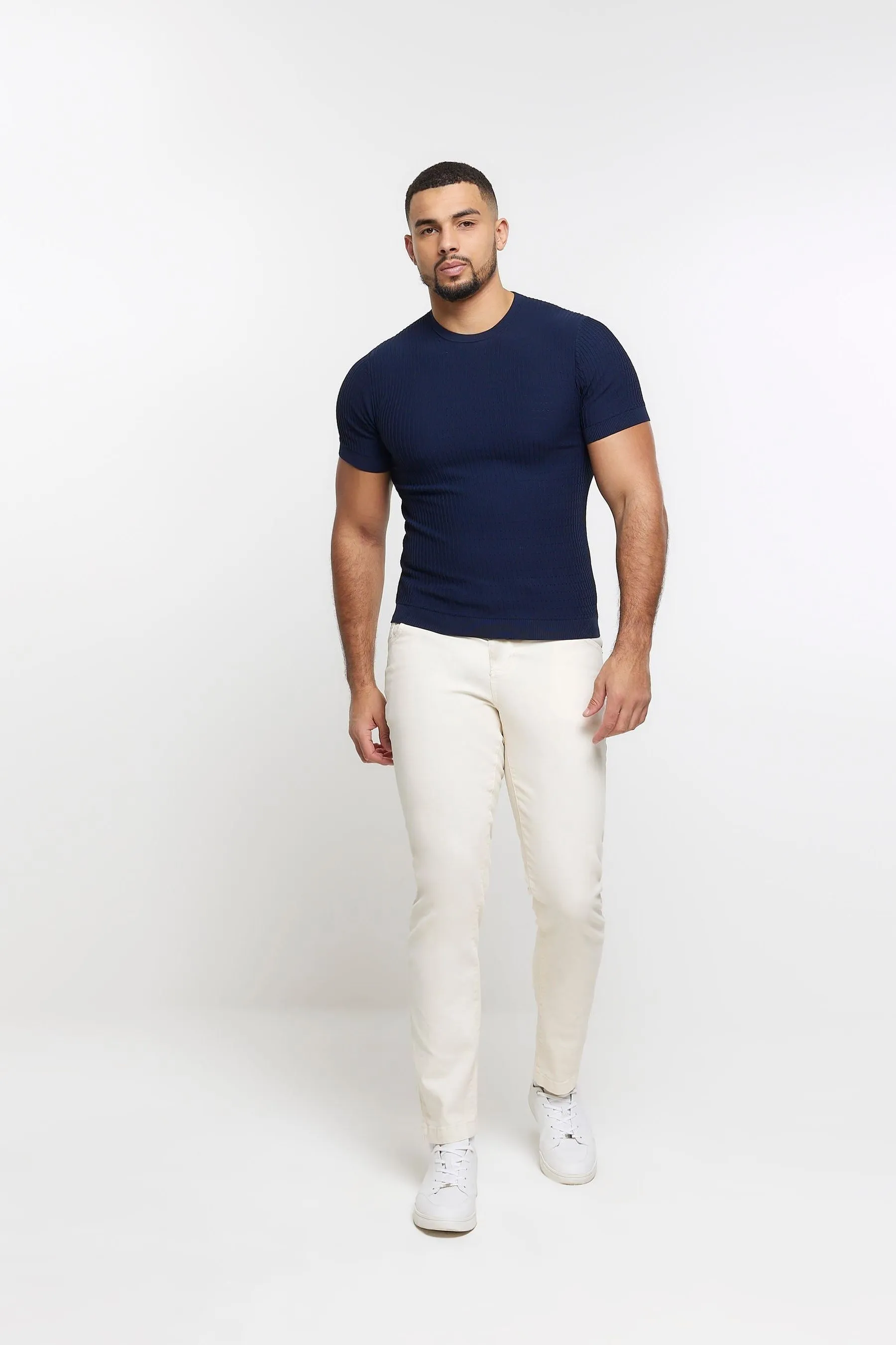 River Island - T-shirt muscle fit mattone