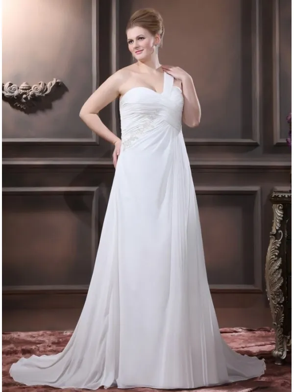 SABRINA - A-line Chapel train Chiffon Asymmetrical Wedding dress