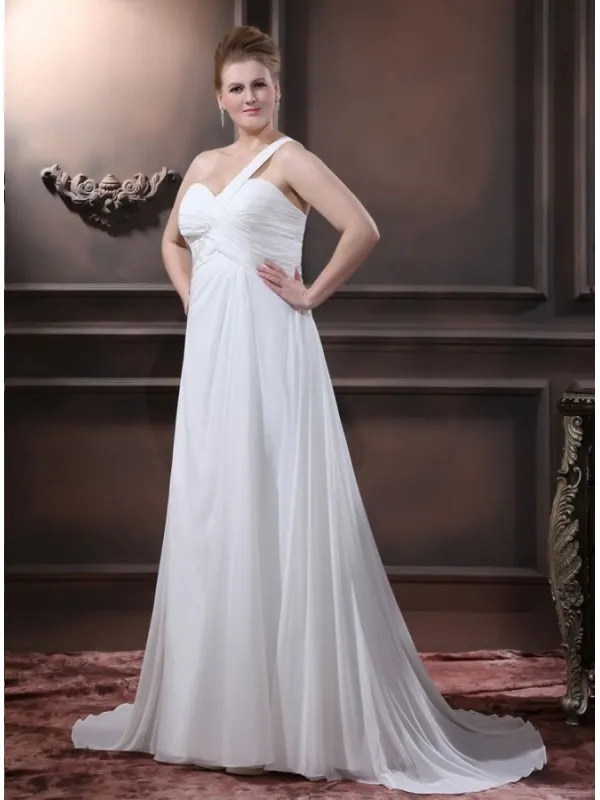 SABRINA - A-line Chapel train Chiffon Asymmetrical Wedding dress