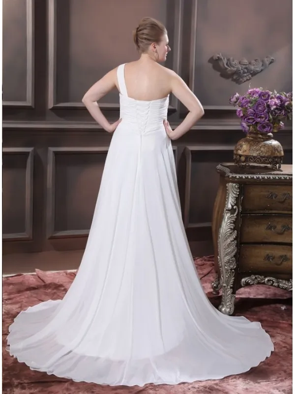 SABRINA - A-line Chapel train Chiffon Asymmetrical Wedding dress