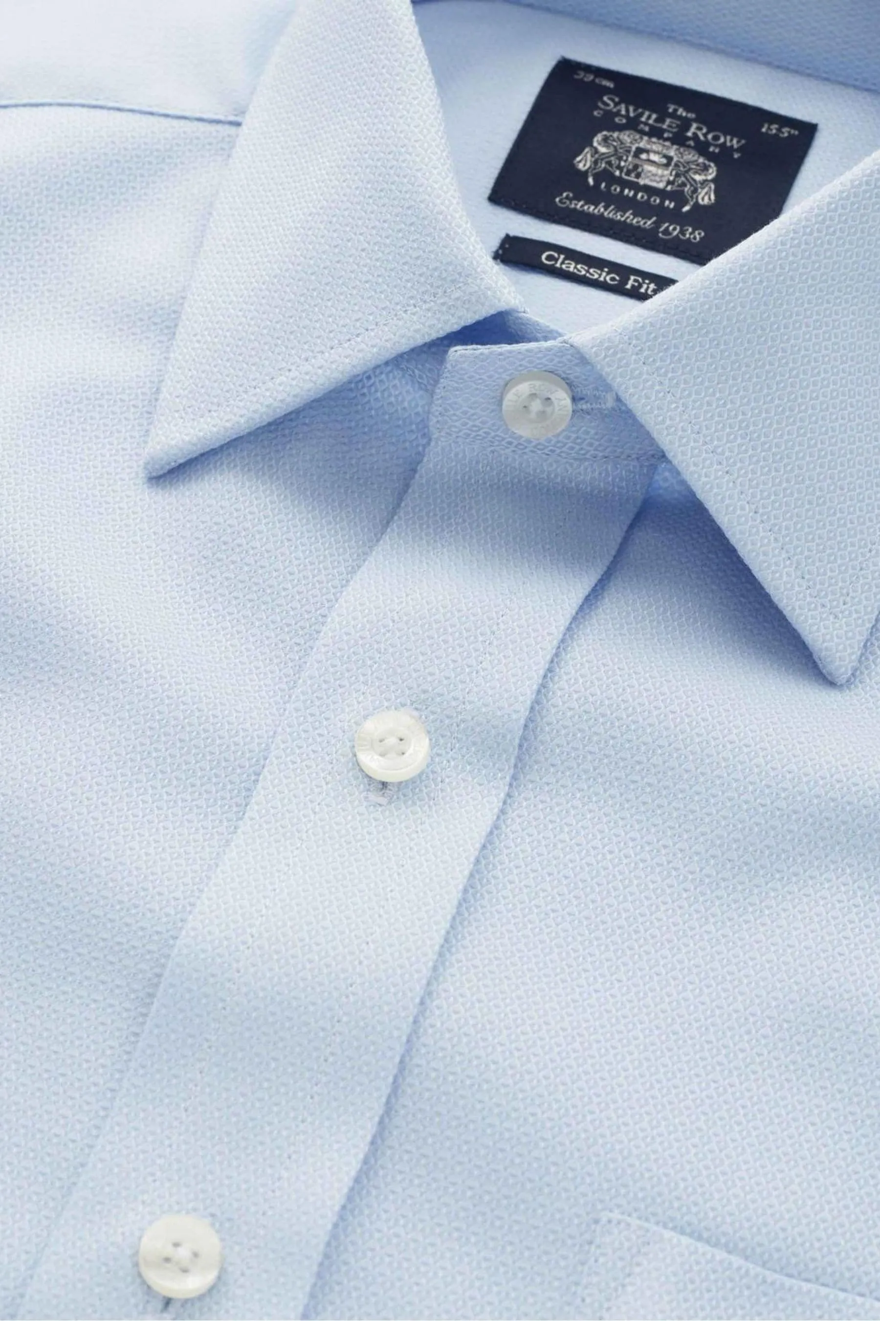 Savile Row Company - Blu - 100% Camicia Formale Classica Doppio Polsino In Twill Di Cotone    