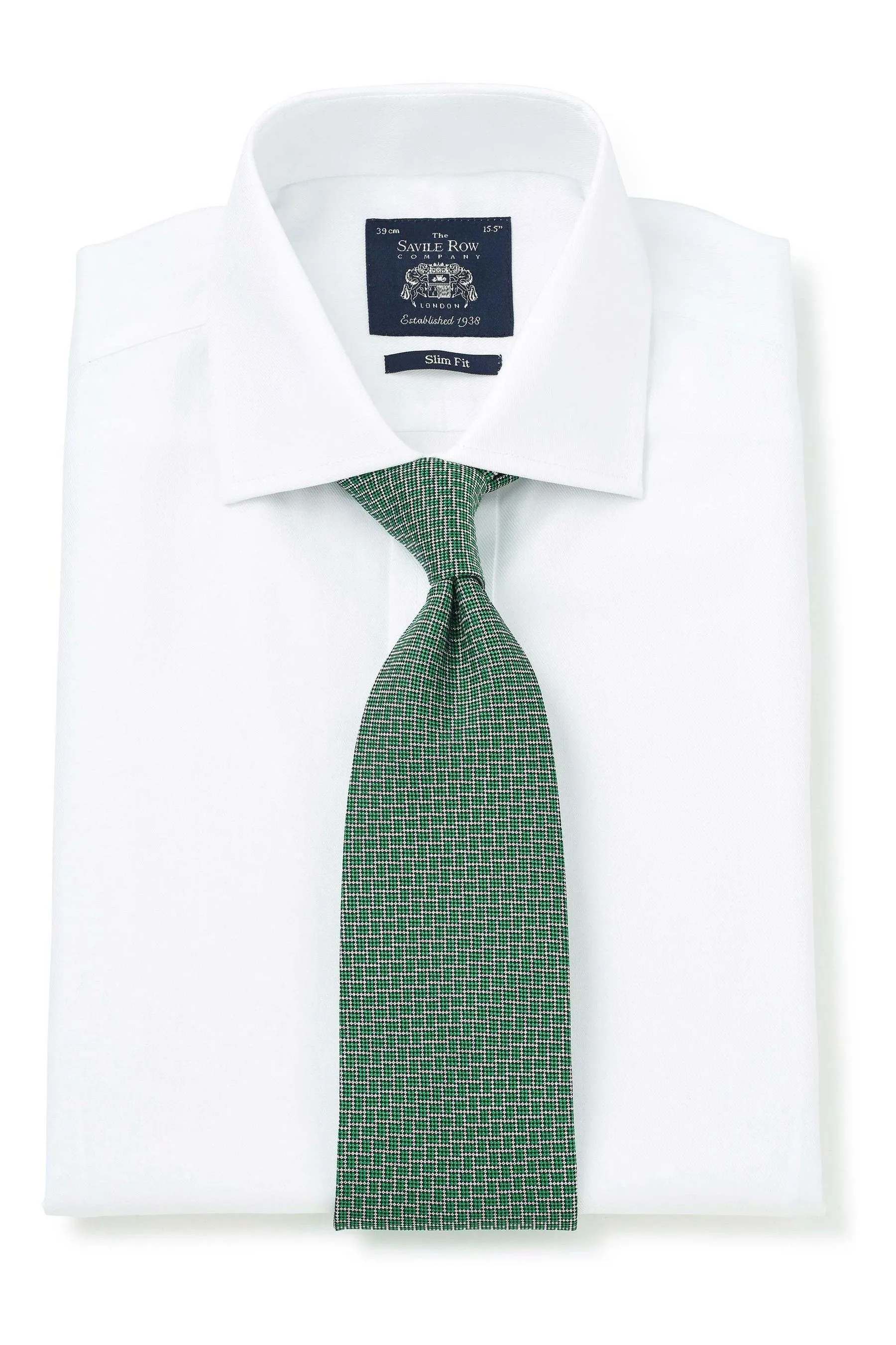 Savile Row Company Slim Fit Fine Twill Double Cuff 100% Cotton White - Camicia    