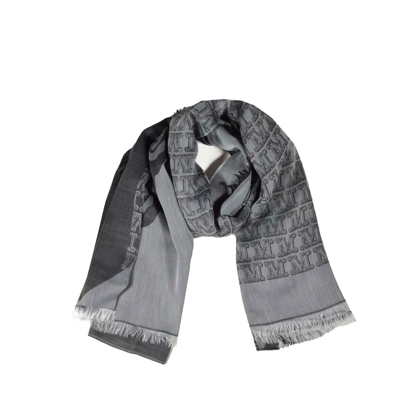 Scialle Geode in seta e cotone jacquard grigio e nero Max Mara