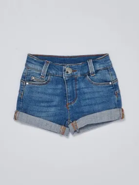 Shorts bambina Liu Jo in cotone stretch con risvolto Denim Medio