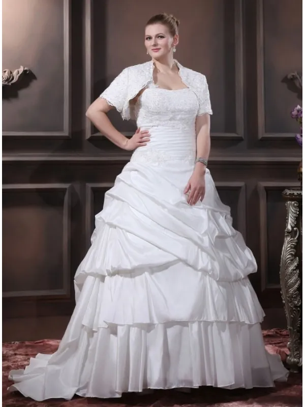 STELLA - A-line Sweetheart Chapel train Taffeta Asymmetrical Wedding dress