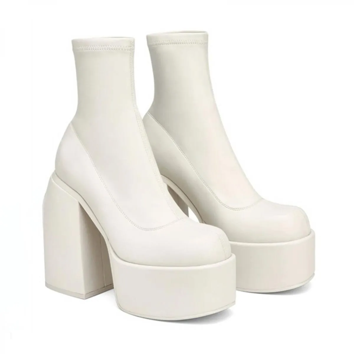 Stivali da donna nuovi Stivali con plateau alla moda Tacchi grossi Stivali da donna Matin Scarpe femminili in pelle Pu Botas De