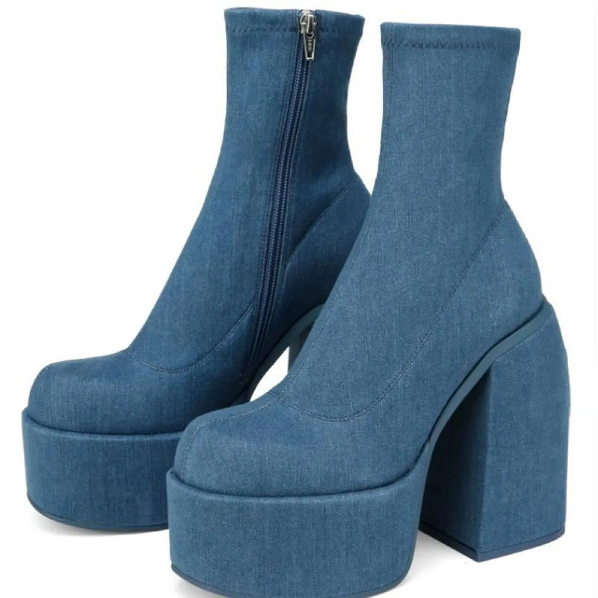 Stivali da donna nuovi Stivali con plateau alla moda Tacchi grossi Stivali da donna Matin Scarpe femminili in pelle Pu Botas De