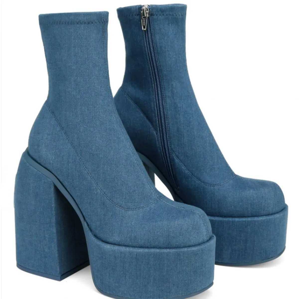 Stivali da donna nuovi Stivali con plateau alla moda Tacchi grossi Stivali da donna Matin Scarpe femminili in pelle Pu Botas De