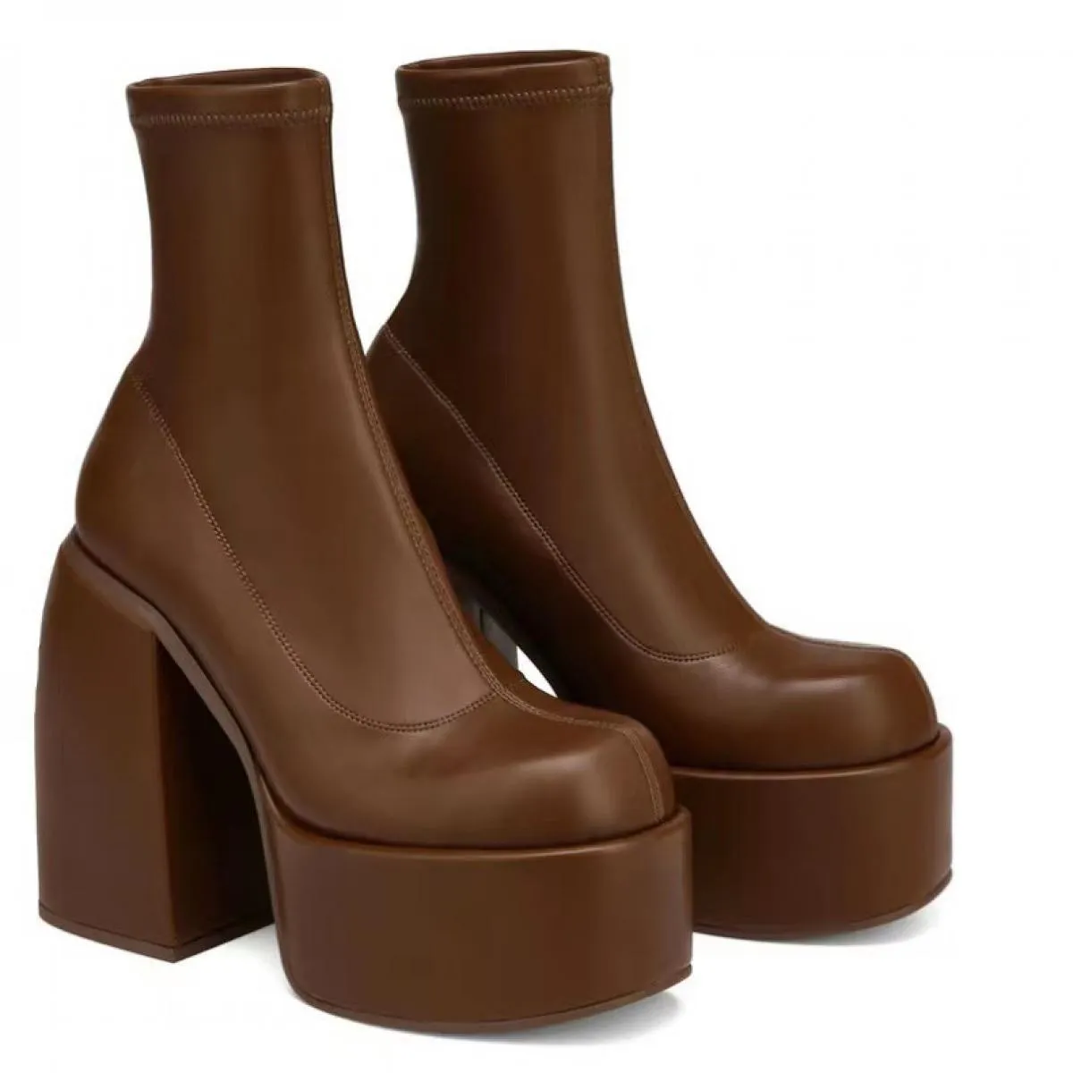 Stivali da donna nuovi Stivali con plateau alla moda Tacchi grossi Stivali da donna Matin Scarpe femminili in pelle Pu Botas De