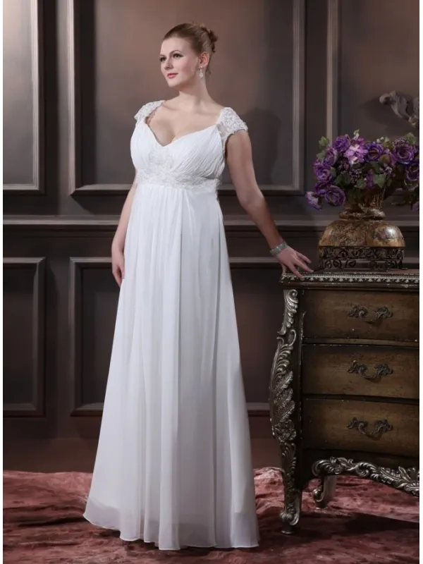 TAMARA - Empire waist Sheath V-neck Floor length Wedding dress