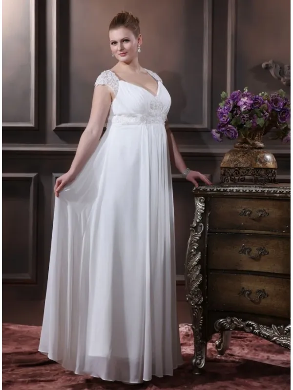 TAMARA - Empire waist Sheath V-neck Floor length Wedding dress