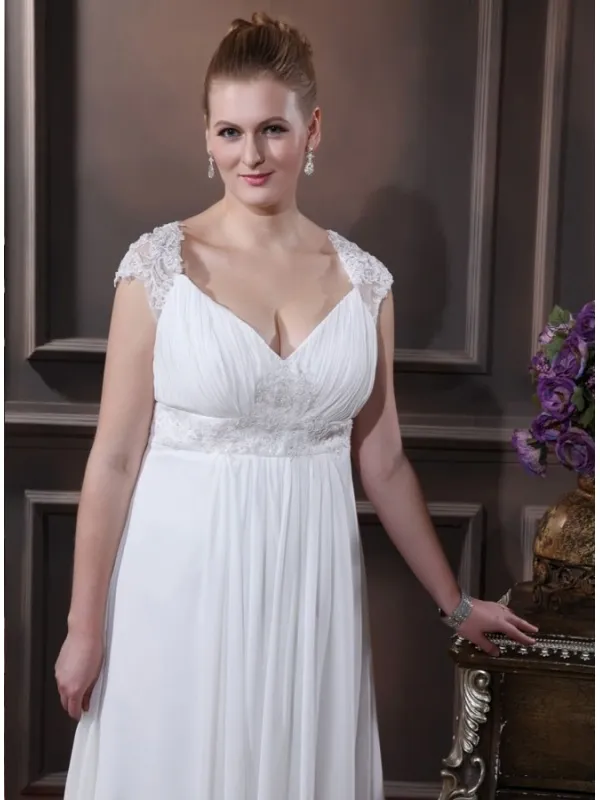 TAMARA - Empire waist Sheath V-neck Floor length Wedding dress