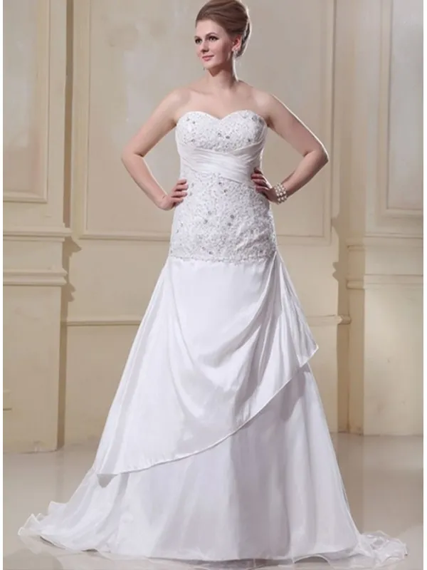 TINA - A-line Sweetheart Chapel train Taffeta Organza Wedding dress