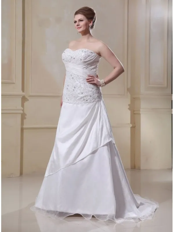 TINA - A-line Sweetheart Chapel train Taffeta Organza Wedding dress